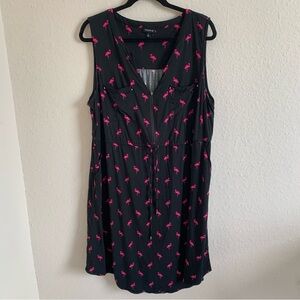Torrid Black Flamingo Print Zip Front Sleeveless Dress with Pockets Size 2X